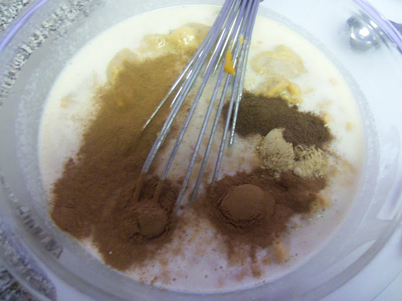 Add cinnamon, ginger, and allspice and whisk until smooth