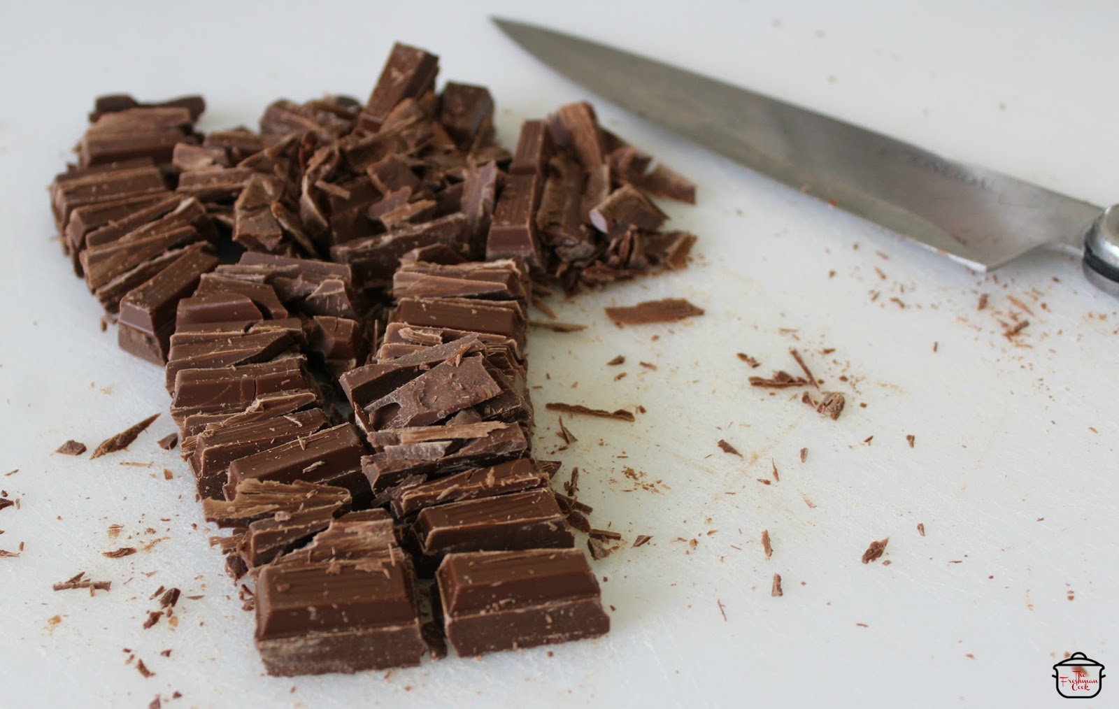 Chop the milk chocolate into small pieces for quicker