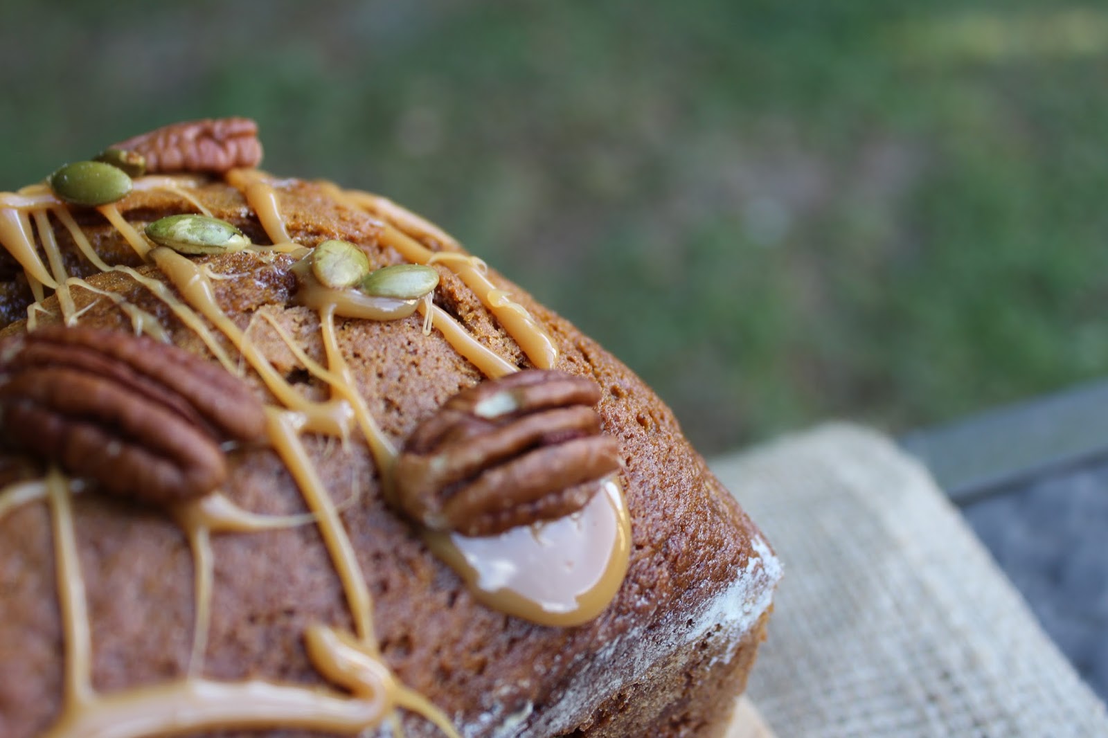 Melt the caramel gently until smooth. Drizzle over the cooled