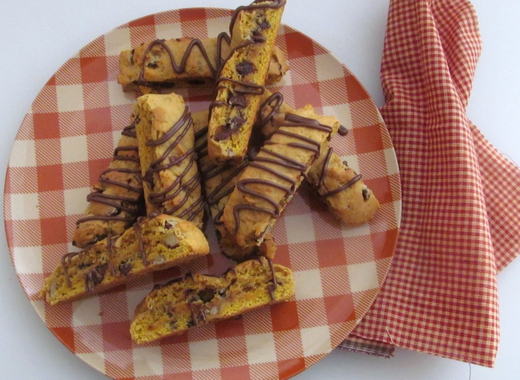 Pumpkin Biscotti with Chocolate Chips & Pecans