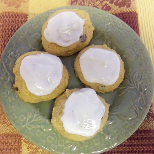 Pumpkin Chocolate Chip Cookies with Cream Cheese Frosting