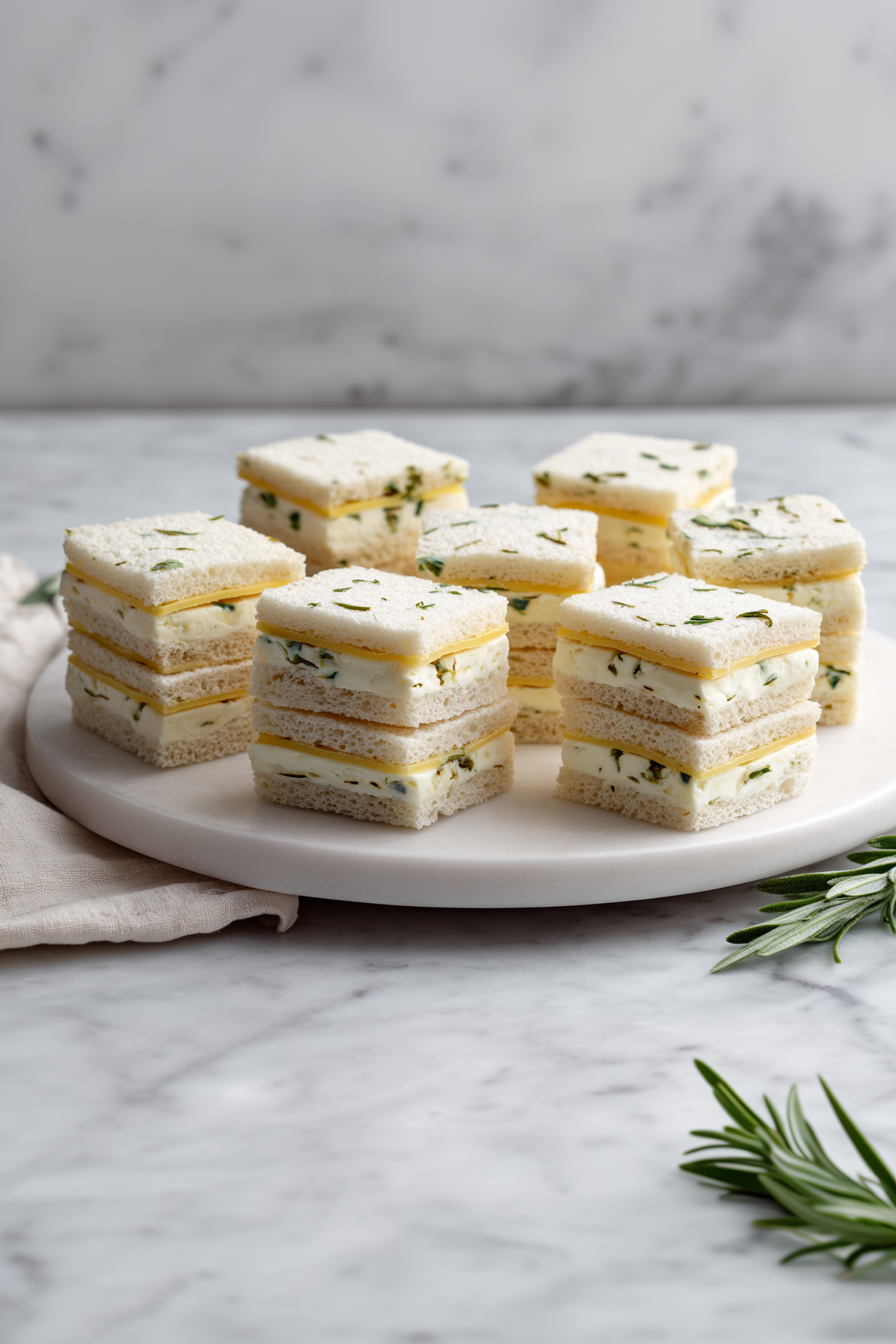 Arrange the Gouda cheese tea sandwiches on a serving platter or plate and serve immediately, or cover and refrigerate until ready to serve. Enjoy!