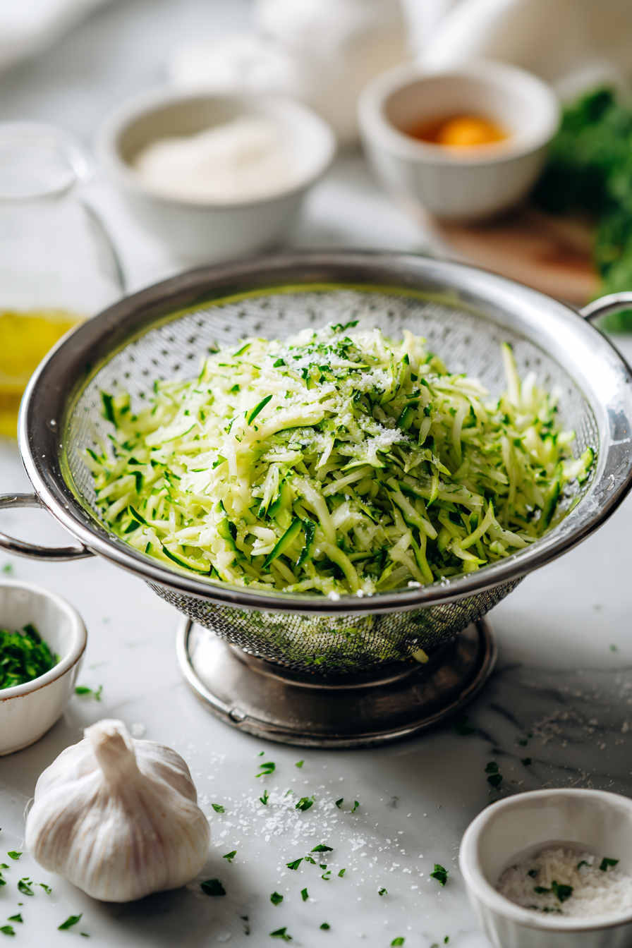 Grate the zucchini using a box grater or food processor