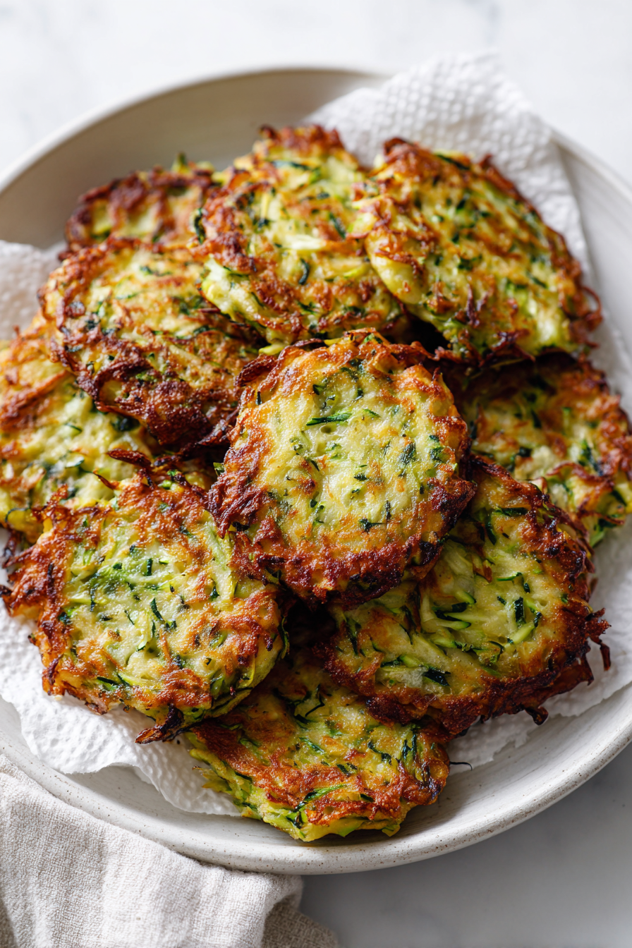Serve the crispy zucchini fritters hot
