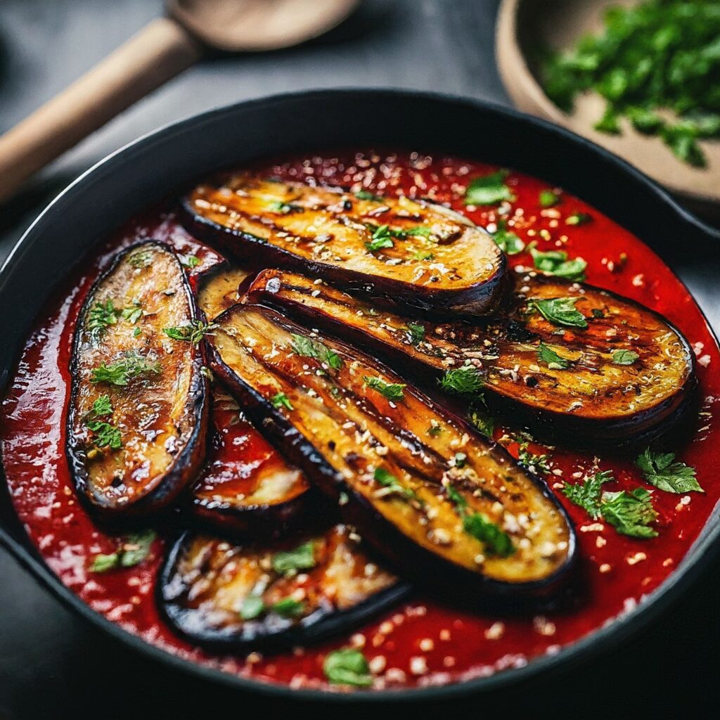 Spicy Eggplant is a flavorful dish that combines tender eggplant with aromatic spices and savory sauce. This vegetarian-friendly recipe features tender chunks of eggplant cooked until perfectly soft and infused with a spicy and tangy sauce. With its bold flavors and satisfying texture, Spicy Eggplant is sure to become a favorite for spice lovers and vegetarians alike. Serve it with steamed rice or naan bread for a delicious and satisfying meal.