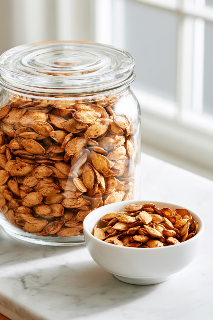 Transfer to an airtight container for storage or enjoy immediately as a crunchy snack.