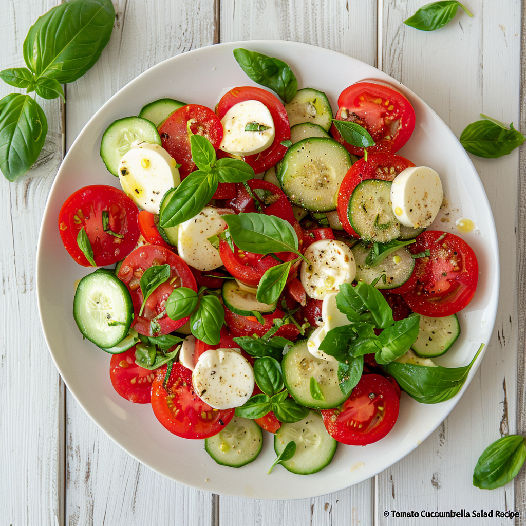 Tomato Cucumber Mozzarella Salad