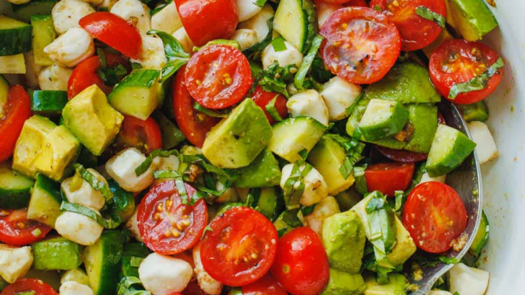 Tomato Cucumber Mozzarella Salad