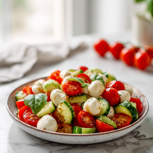 Tomato Cucumber Mozzarella Salad