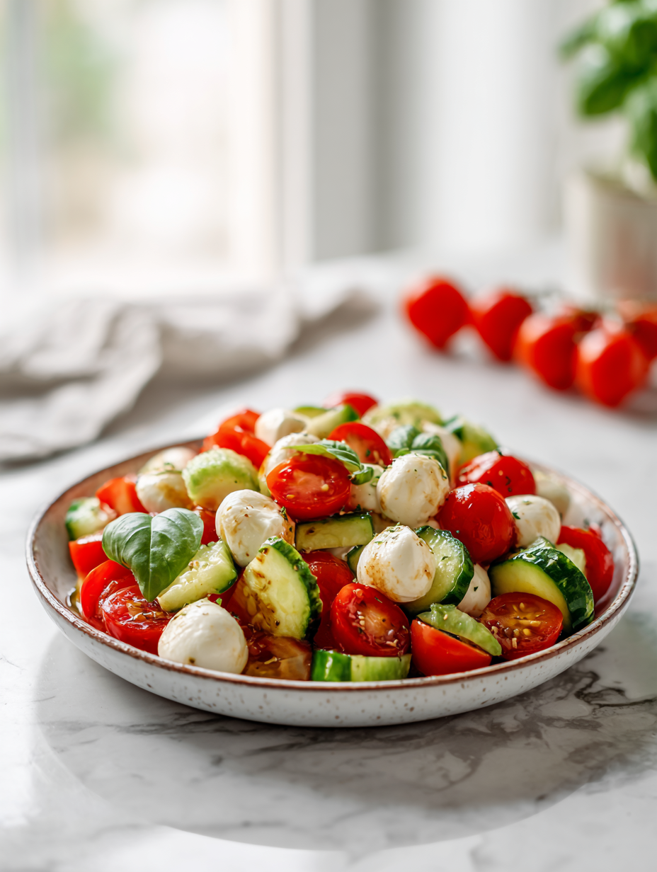 Tomato Cucumber Mozzarella Salad