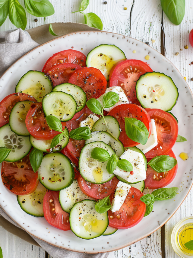 Tomato Cucumber Mozzarella Salad