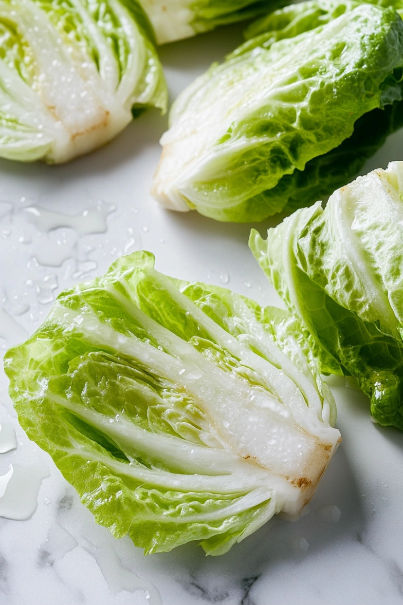 Cut the lettuce into wedges