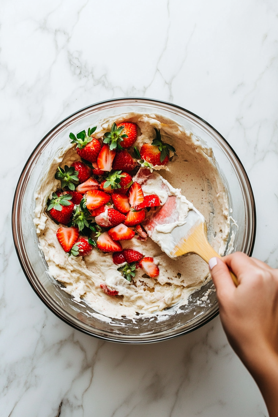 This image shows shredded smoked Gouda cheese and butter being added to the cooked grits, creating a rich and creamy consistency with a savory cheese flavor.