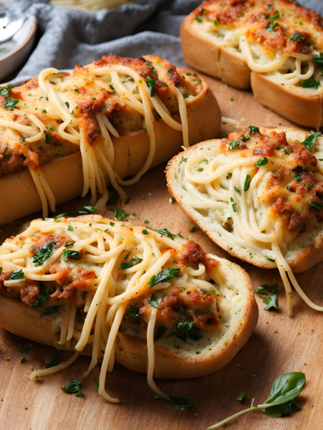 spaghetti stuffed garlic bread