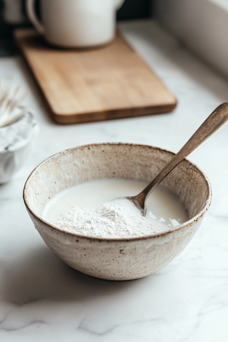 mix powdered sugar, milk, and vanilla