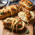 spaghetti stuffed garlic bread