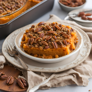 sweet potato casserole with pecan topping