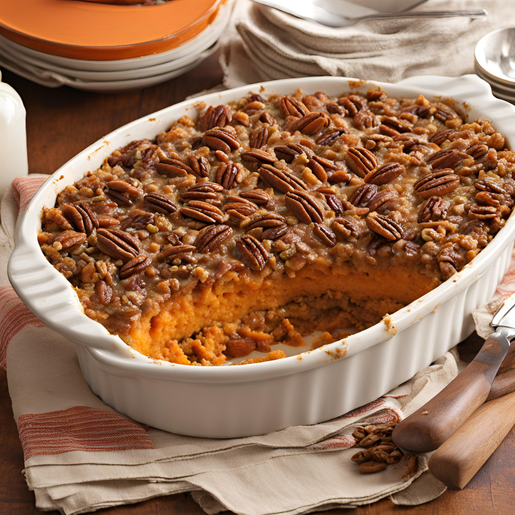 sweet potato casserole with pecan topping