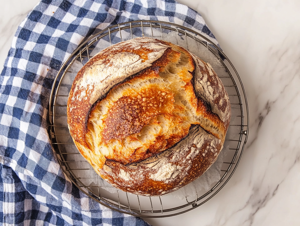 This image shows the finished cinnamon swirl apple fritter bread, drizzled with a sweet glaze and garnished with a light dusting of cinnamon, ready to be sliced and served. The golden crust and juicy apple chunks are visible, showcasing the delicious and comforting flavors of this autumn-inspired bread.