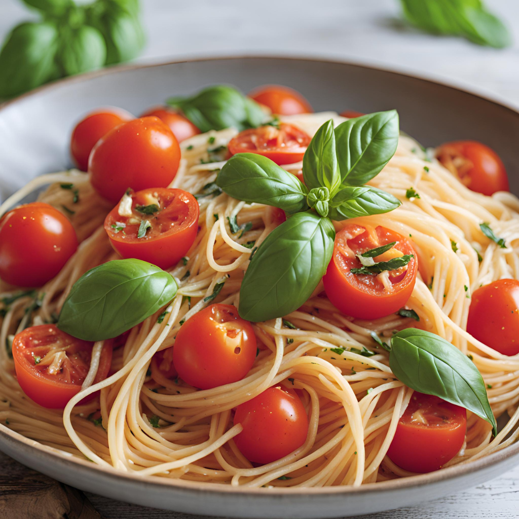 Pasta With Fresh Tomatoes, Garlic, And Basil