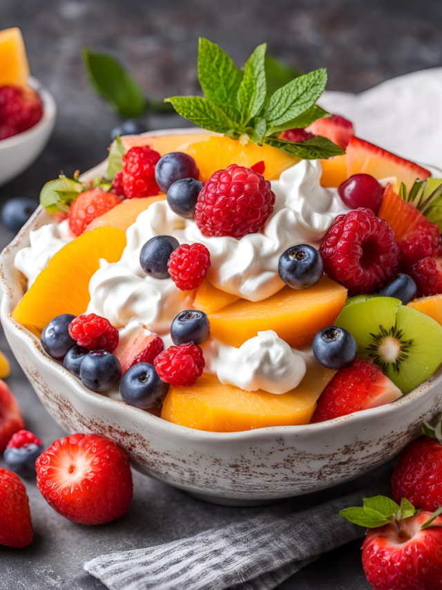 fruit salad with whipped cream