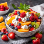 fruit salad with whipped cream