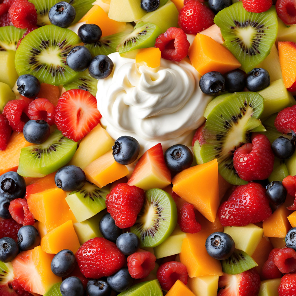 fruit salad with whipped cream