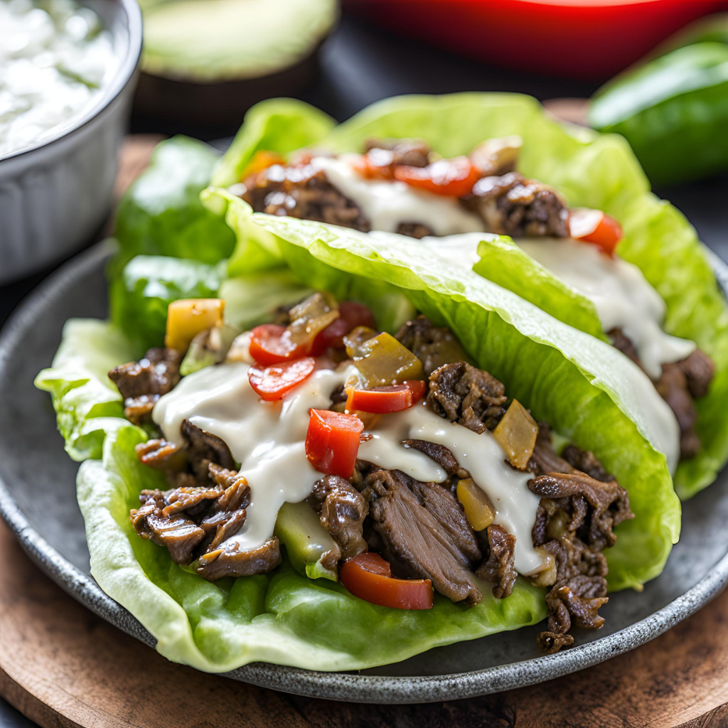 philly cheesesteak lettuce wraps