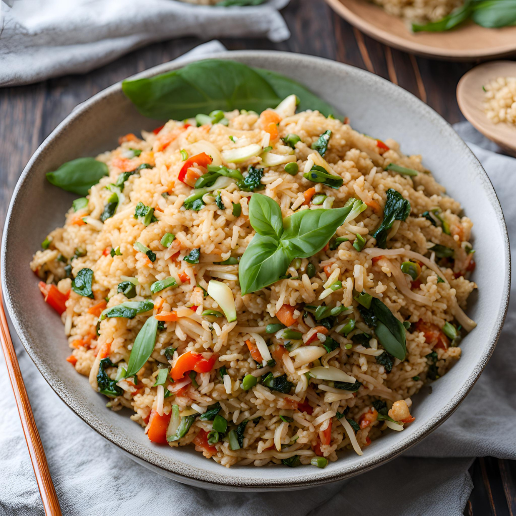 Vegetarian Thai Basil Fried Rice: Thai Basil Bliss! - The Fresh Man cook
