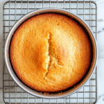 This image shows a beautifully golden Swans Down pound cake cooling on a wire rack, with a slice removed to reveal its moist, buttery crumb, ready to be served as a classic dessert.