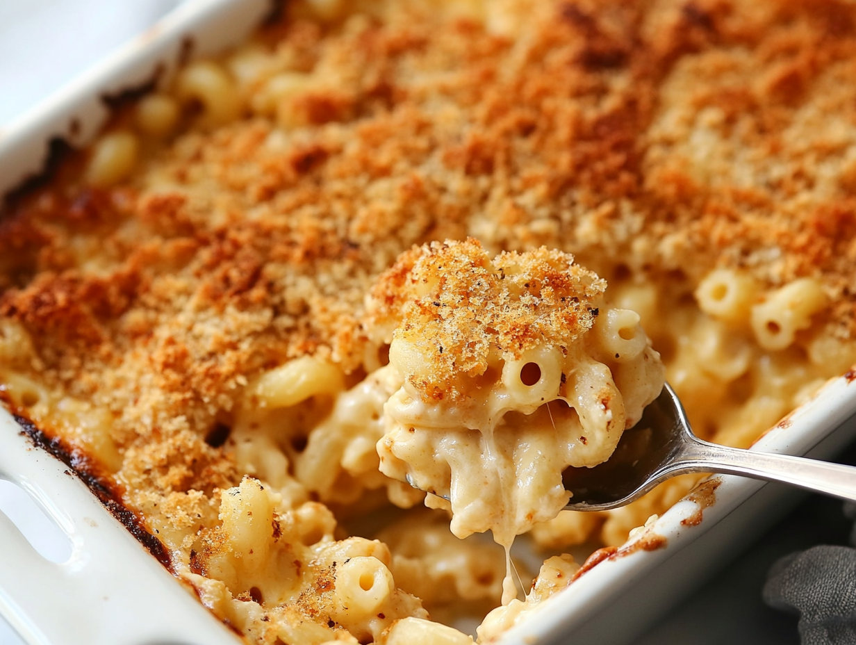 This image shows a bowl of Boston Market-style mac and cheese, featuring tender elbow macaroni coated in a rich and creamy cheese sauce. The dish is garnished with a sprinkle of extra cheese and served as a comforting side dish.