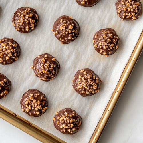 This image shows that homemade Star Crunch treats are ready to be served, with a chocolatey, caramel center and crispy rice coating. The treats look sweet and crunchy, perfect for snacking.