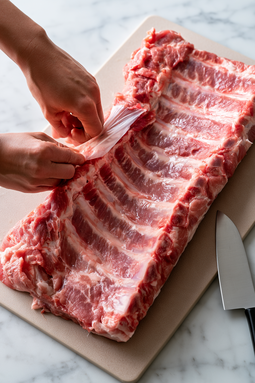 If the ribs have a thin membrane on the back, peel it off