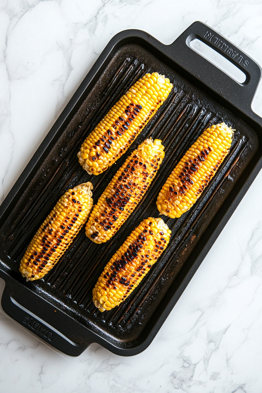 This image shows vegan mayonnaise, lime juice, ancho chili powder, minced garlic, and optional chipotle powder being whisked together in a mixing bowl to form a creamy and spicy sauce for the grilled corn.