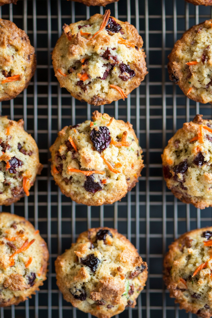  This image shows breakfast muffins being carefully transferred from the muffin tin to a wire rack to finish cooling completely, ensuring the muffins retain their soft texture.