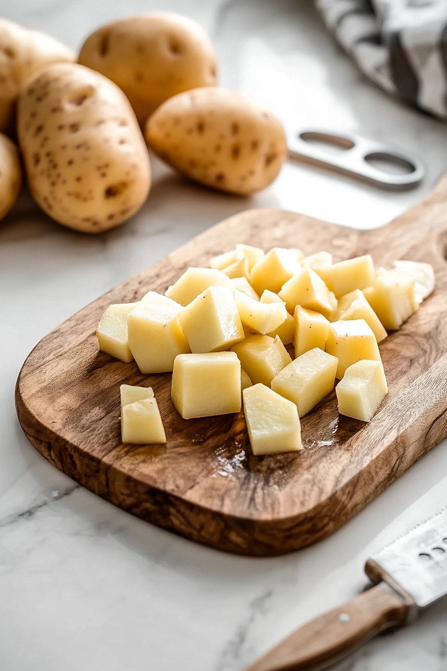 peeling and chopping