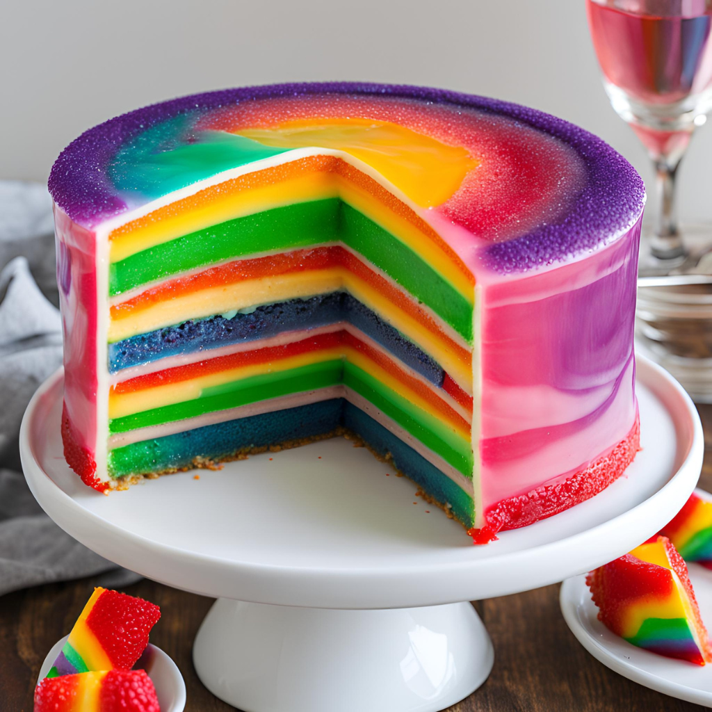 Rainbow Jello Cake