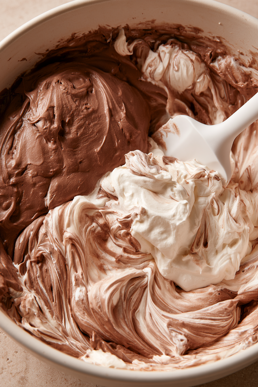 Pour the pudding mixture into the cream cheese mixture