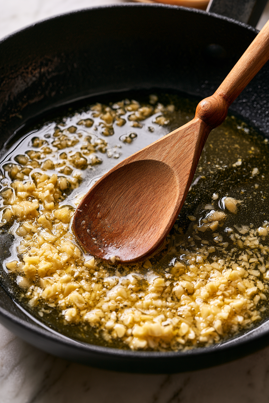 Add the garlic and sauté until soft and aromatic.
