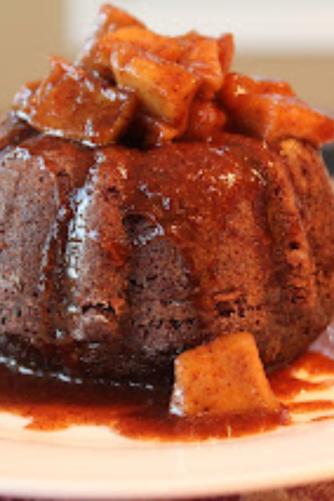 The image shows Apple-Cider-Bundt-Cake ready to serve