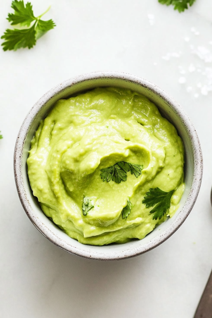 The image shows Avocado-Crema ready to serve