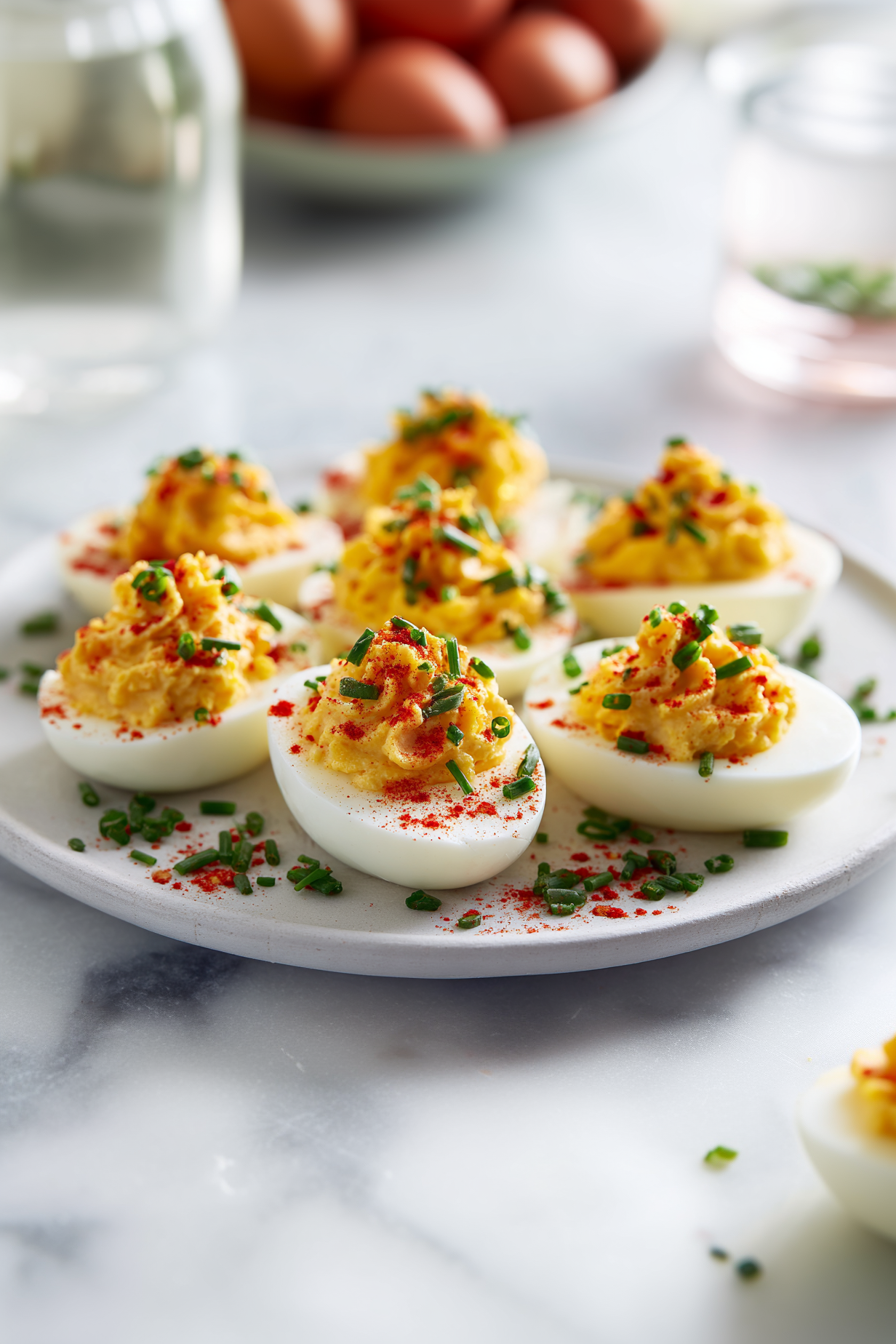 Deviled Eggs Recipe: Explosive Power Bites! Arrange the deviled eggs on a serving platter and serve immediately, or refrigerate them until ready to serve. Enjoy your delicious deviled eggs!