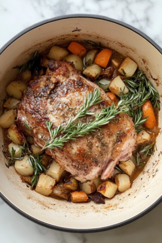 The image shows Cider-Braised-Pork-Shoulder ready to serve