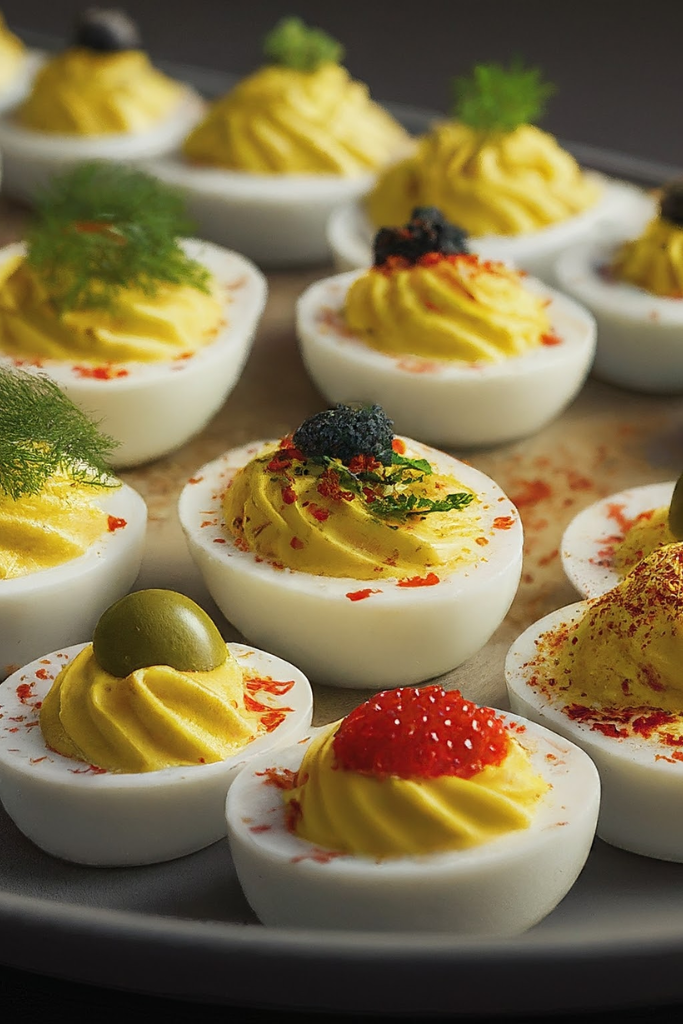 The image shows Deviled-Eggs-Recipe ready to serve