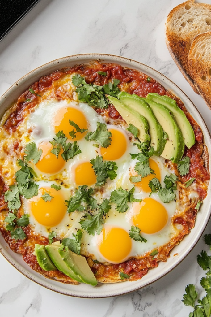 The image shows Eggs-in-Purgatory ready to serve