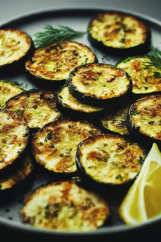 The image shows Fried Zucchini ready to serve