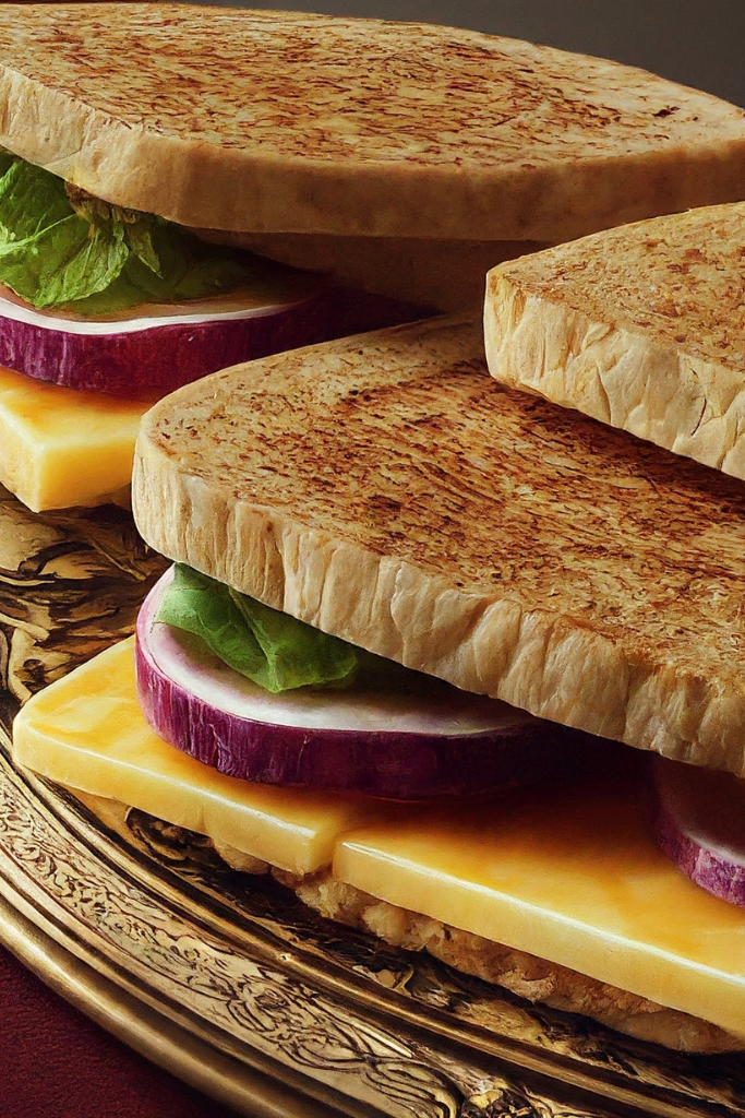 The image shows Gouda-Cheese-Tea-Sandwiches ready to serve