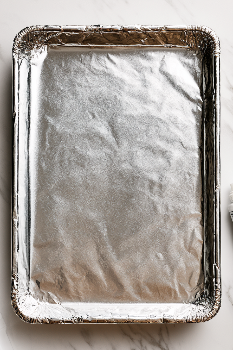 Line a 9x13-inch baking pan with foil and lightly coat it with cooking spray