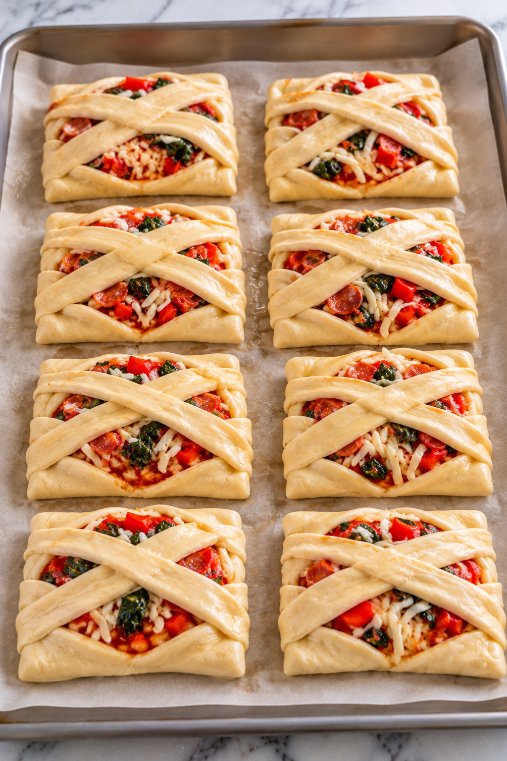 Place the prepared mummies on the baking sheet