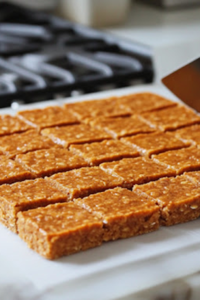 The image shows Pumpkin-Spice-Granola-Bars ready to serve